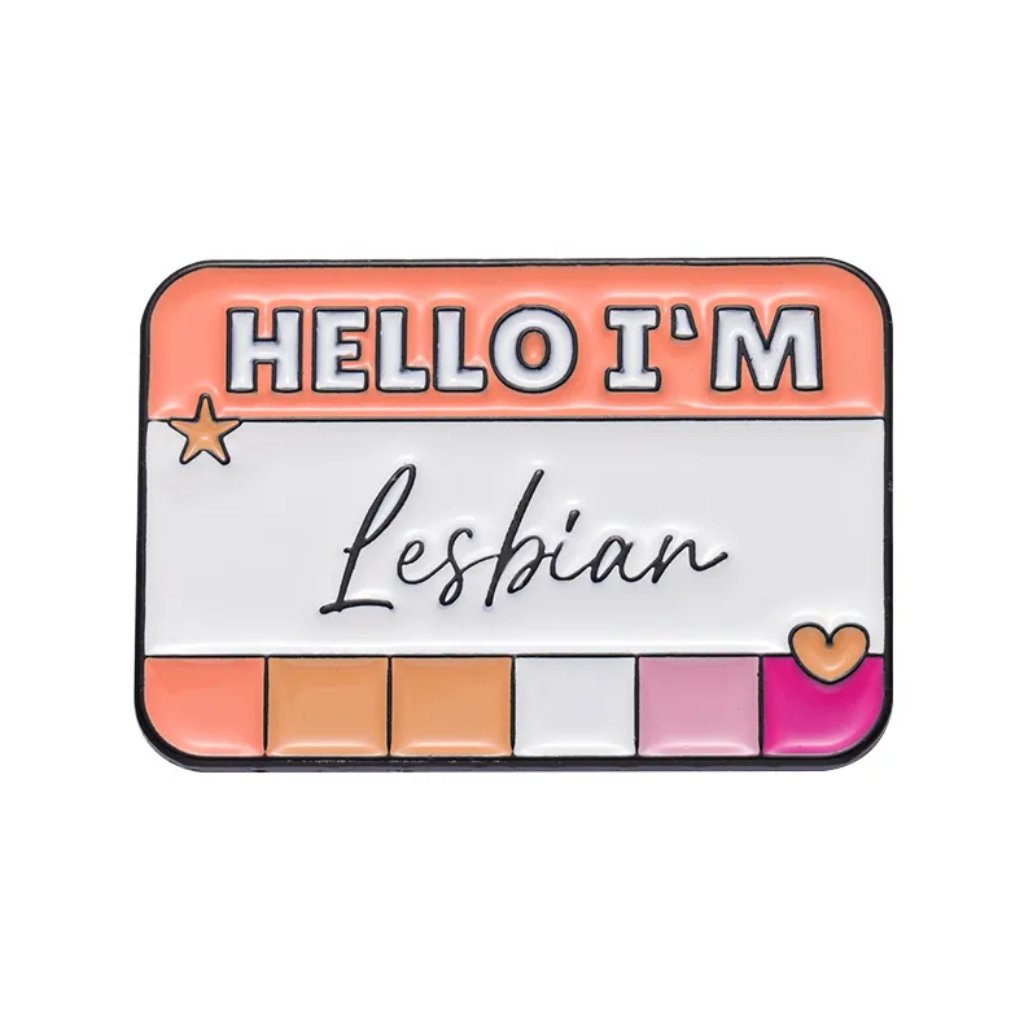Hello Im Lesbian Pin Cute Name Tag Brooch Pride Lgbtqia New 16$